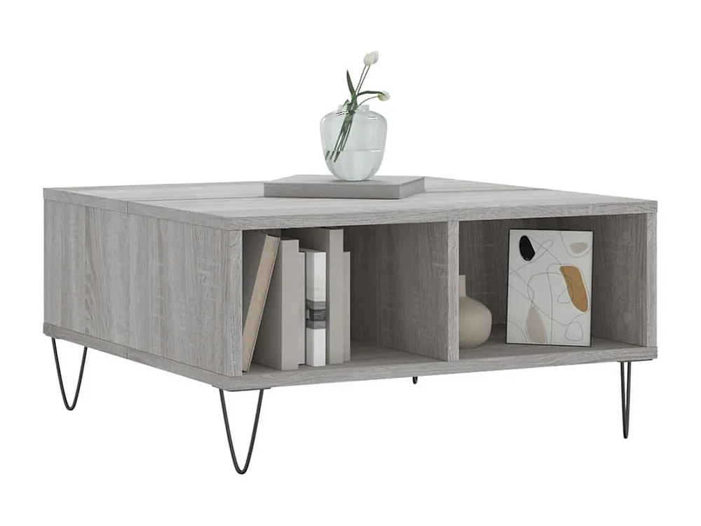 Mesa de centro 60x60x30 cm derivados de madeira cinzento sonoma