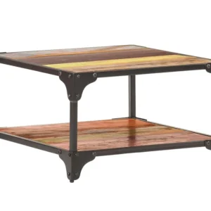 Mesa de centro 60x60x35 cm madeira recuperada maciç