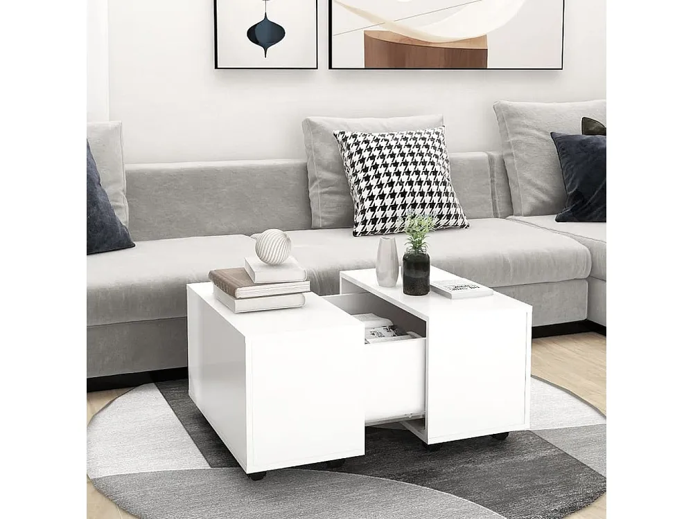 Mesa de centro 60x60x38 cm contraplacado branco
