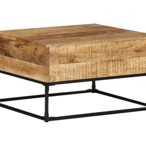 Mesa de centro 68x68x41 cm madeira de mangueira áspera