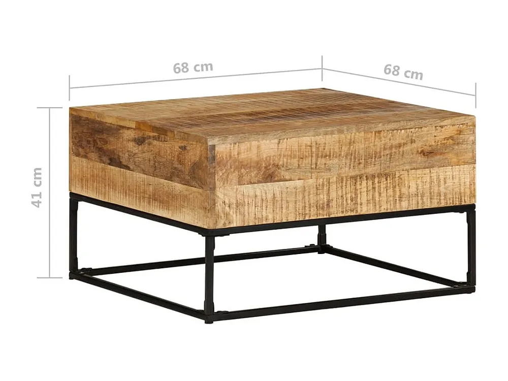 Mesa de centro 68x68x41 cm madeira de mangueira áspera