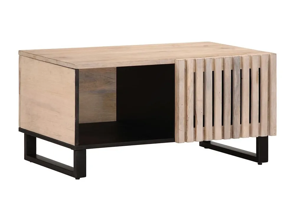 Mesa de centro 80x51x40 cm madeira de mangueira maciç branco