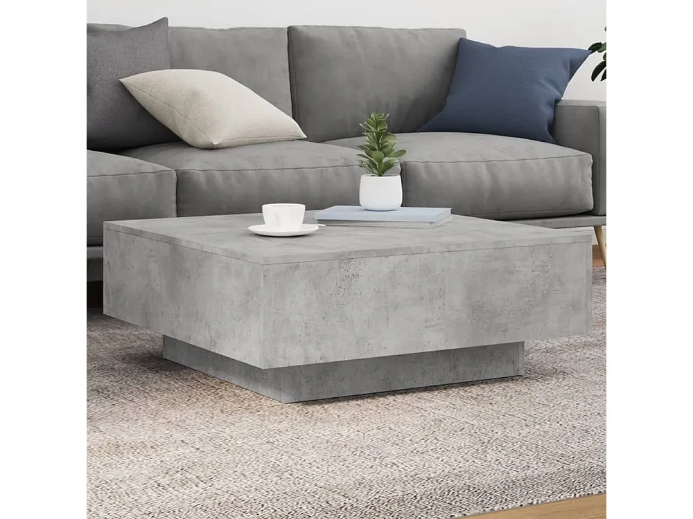 Mesa de centro 80x80x31 cm contraplacado cinzento cimento