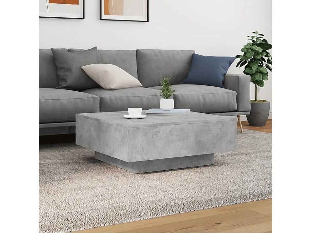 Mesa de centro 80x80x31 cm contraplacado cinzento cimento