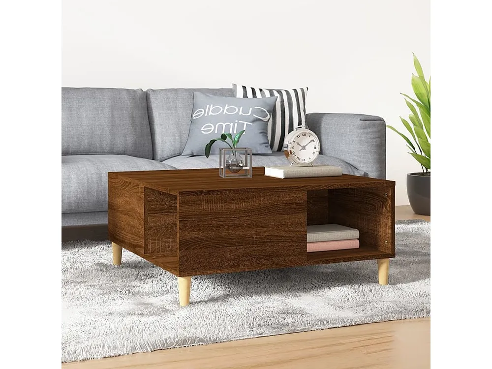 Mesa de centro 80x80x36,5cm derivados madeira carvalho castanho