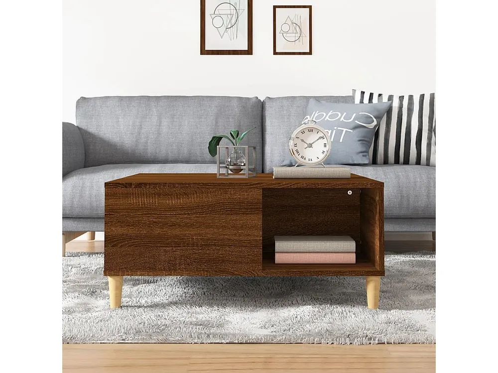 Mesa de centro 80x80x36,5cm derivados madeira carvalho castanho