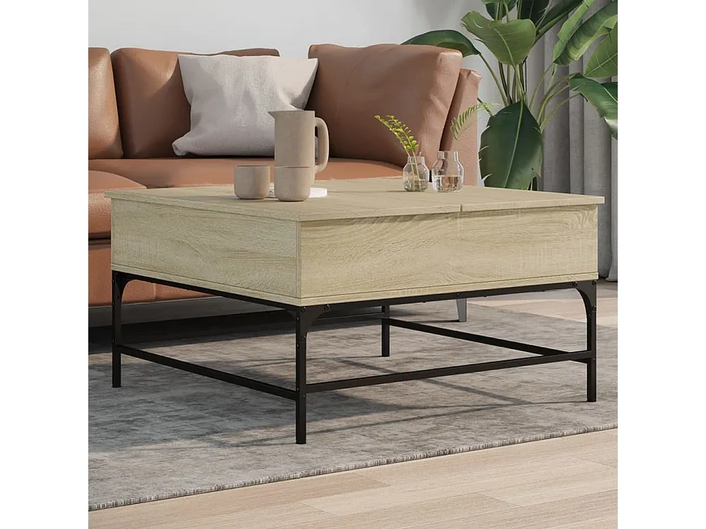 Mesa de centro 80x80x45 cm deriv. madeira/metal carvalho sonoma