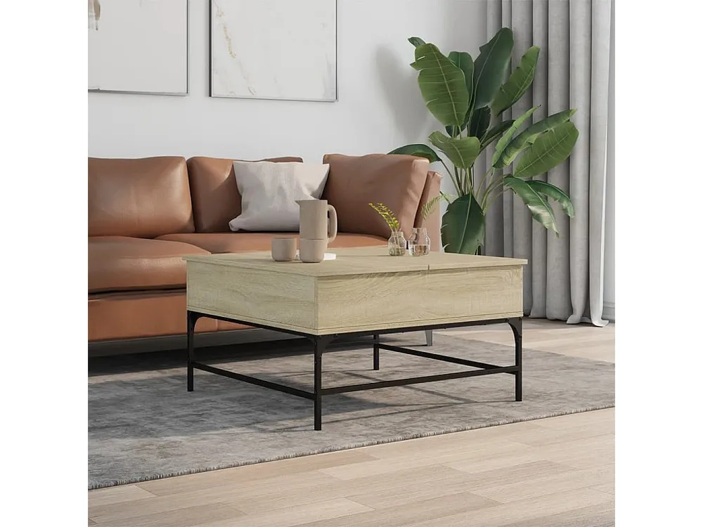 Mesa de centro 80x80x45 cm deriv. madeira/metal carvalho sonoma