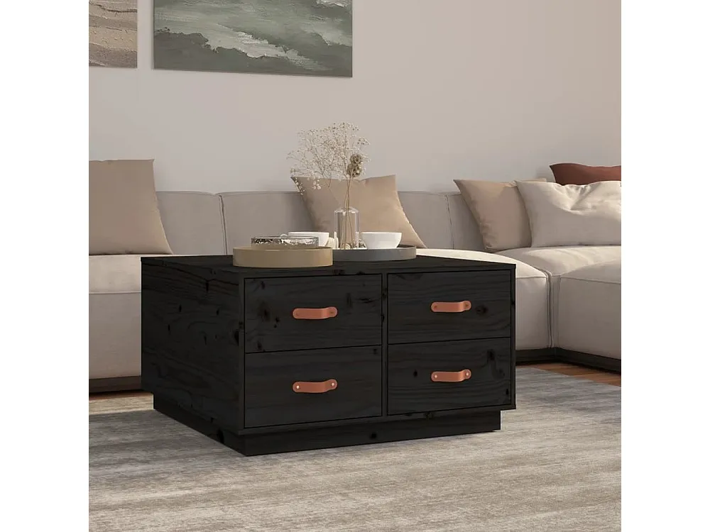 Mesa de centro 80x80x45 cm madeira de pinho maciç preto