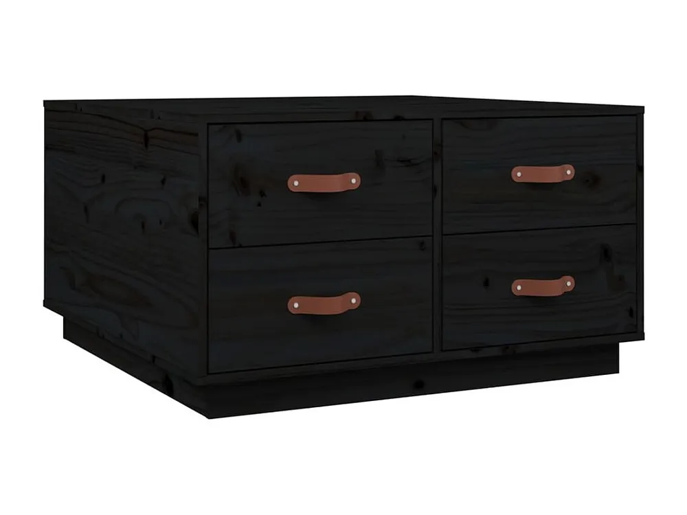 Mesa de centro 80x80x45 cm madeira de pinho maciç preto