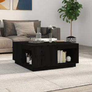 Mesa de centro 80x81x36,5 cm madeira de pinho maciç preto