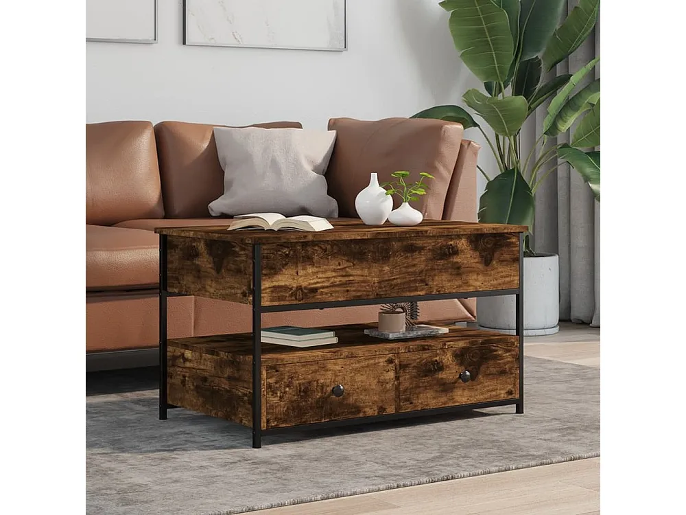 Mesa de centro 85x50x50 cm deriv. madeira/metal carvalho fumado