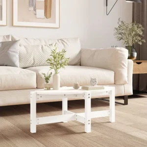 Mesa de centro 87x48x35 cm madeira de pinho maciç branco
