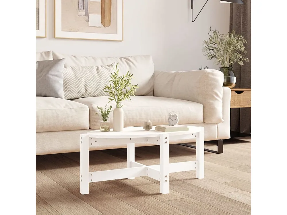 Mesa de centro 87x48x35 cm madeira de pinho maciç branco