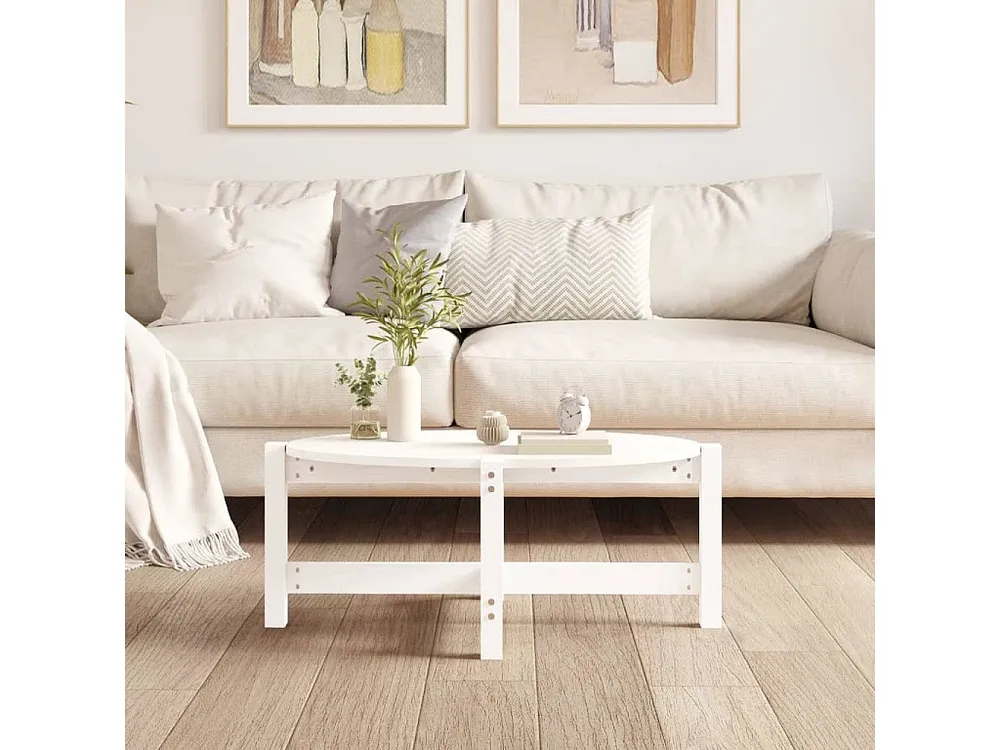 Mesa de centro 87x48x35 cm madeira de pinho maciç branco