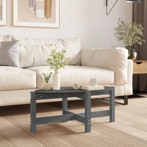 Mesa de centro 87x48x35 cm madeira de pinho maciç cinza