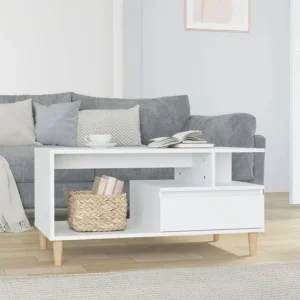 Mesa centro 90x49x45 cm derivados de madeira branco cintilante