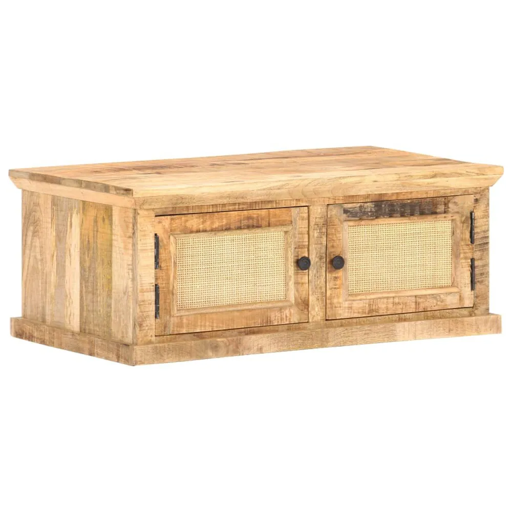 Mesa de centro 90x50x35 cm mangueira maciç e palhinha genuíno
