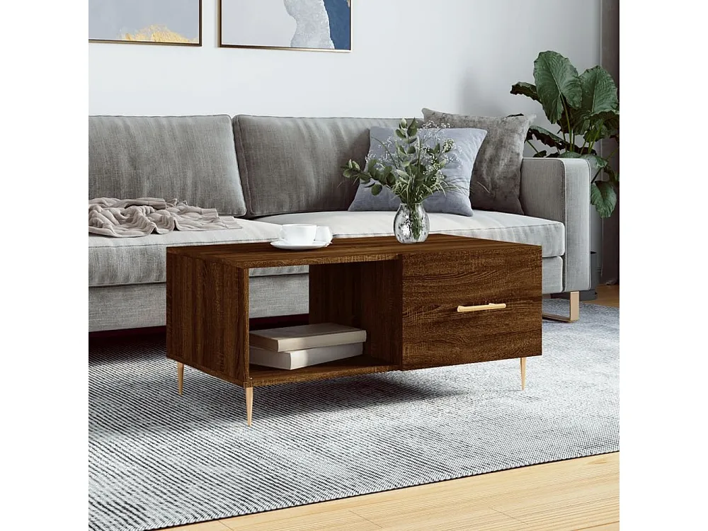 Mesa centro 90x50x40 cm derivados de madeira carvalho castanho