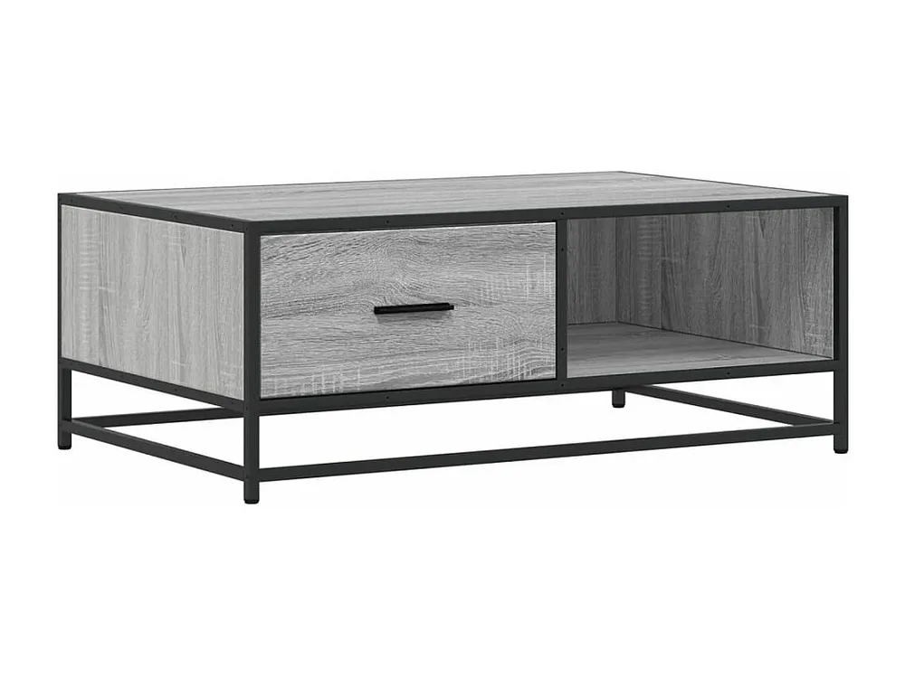 Mesa de centro 90x57x35 cm deriv. madeira/metal cinzento sonoma
