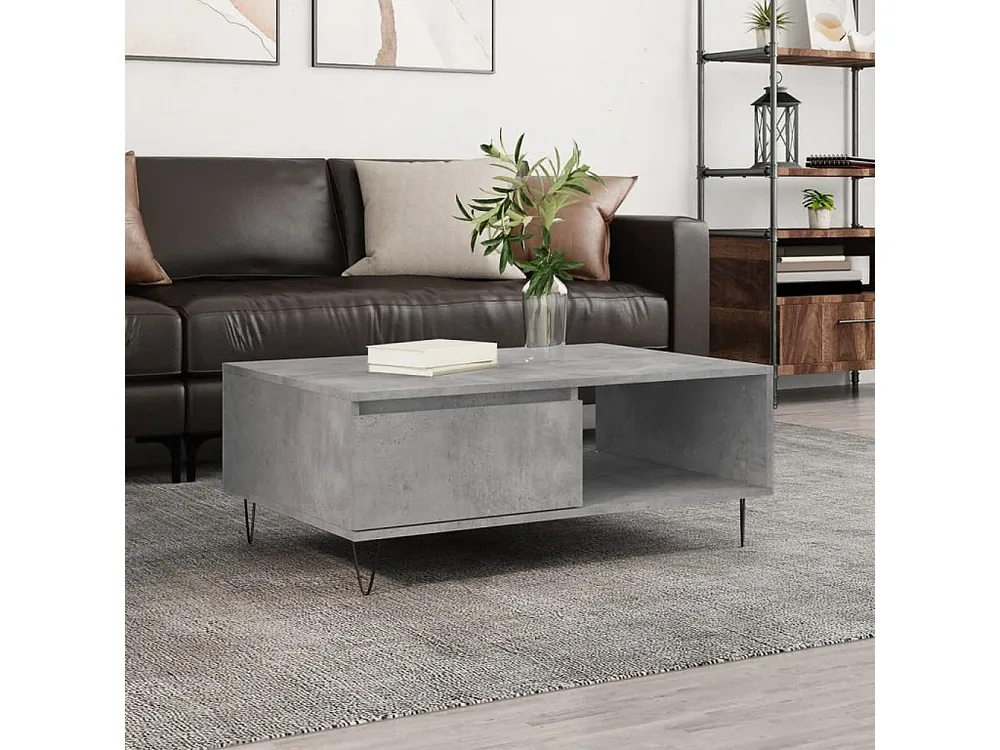 Mesa de centro 90x60x35 cm derivados madeira cinzento cimento