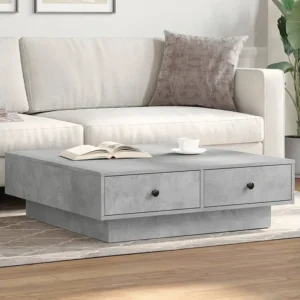 Mesa de centro 90x90x28 cm contraplacado cinzento cimento