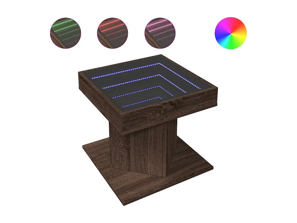Mesa de centro com LEDs 50x50x45 madeira processada