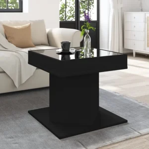 Mesa de centro com LEDs 50x50x45cm contraplacado preto radiante