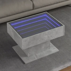 Mesa de centro com LEDs 70x50x45 cm derivados de madeira