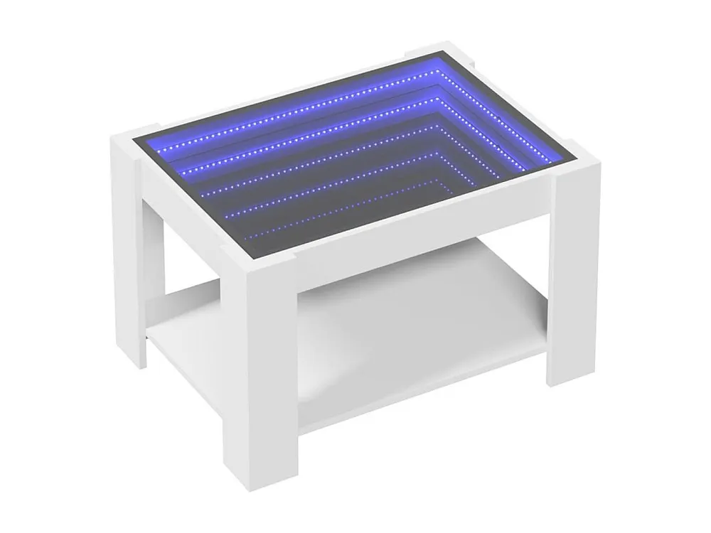 Mesa de centro com LEDs 73x53x45 cm derivados de madeira branco
