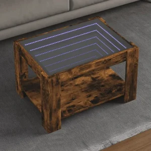 Mesa de centro com LEDs 73x53x45 cm derivados de madeira