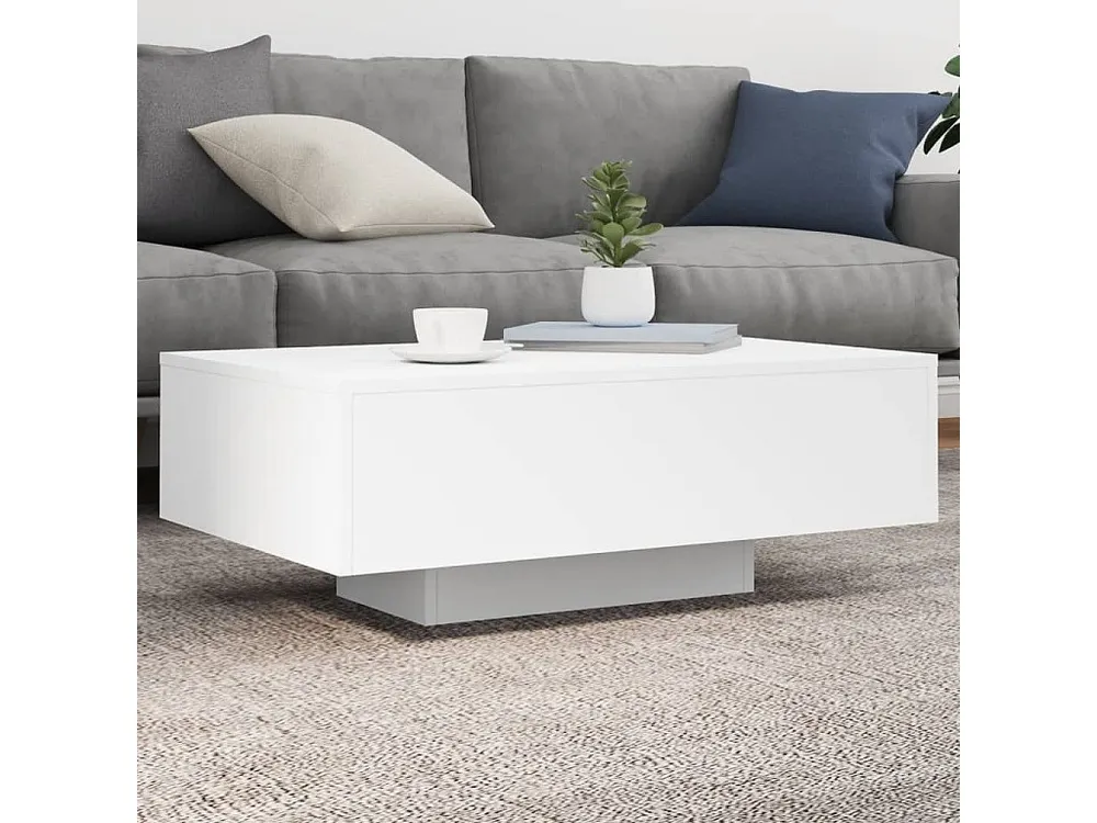 Mesa de centro com luzes LED 85x55x31 cm branco