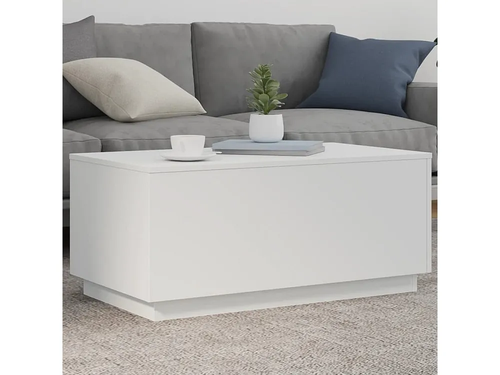 Mesa de centro com luzes LED 90x50x40 cm branco