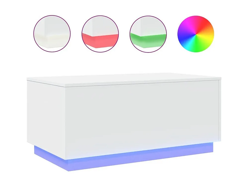 Mesa de centro com luzes LED 90x50x40 cm branco