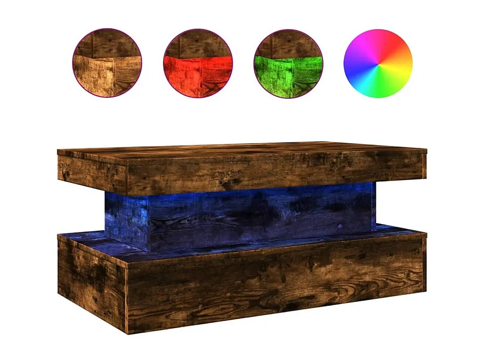 Mesa de centro com luzes LED 90x50x40 cm carvalho fumado