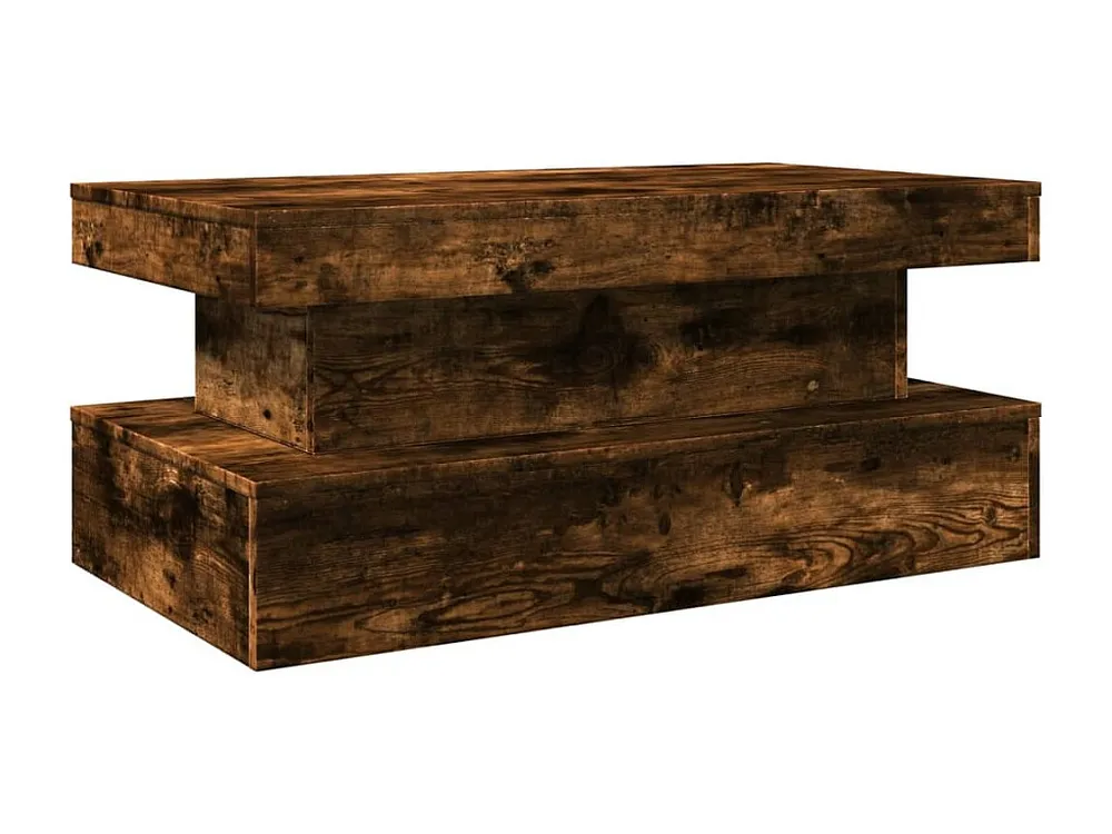 Mesa de centro com luzes LED 90x50x40 cm carvalho fumado