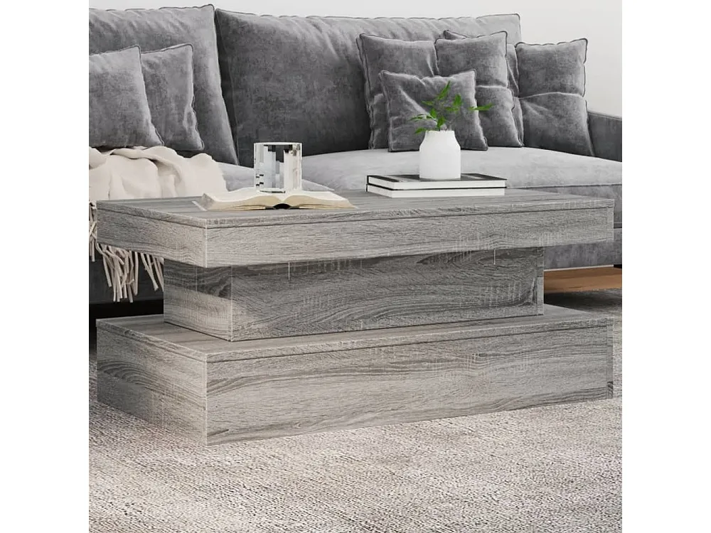 Mesa de centro com luzes LED 90x50x40 cm cinzento sonoma