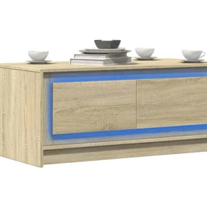 Mesa de centro com luzes LED derivados madeira carvalho sonoma