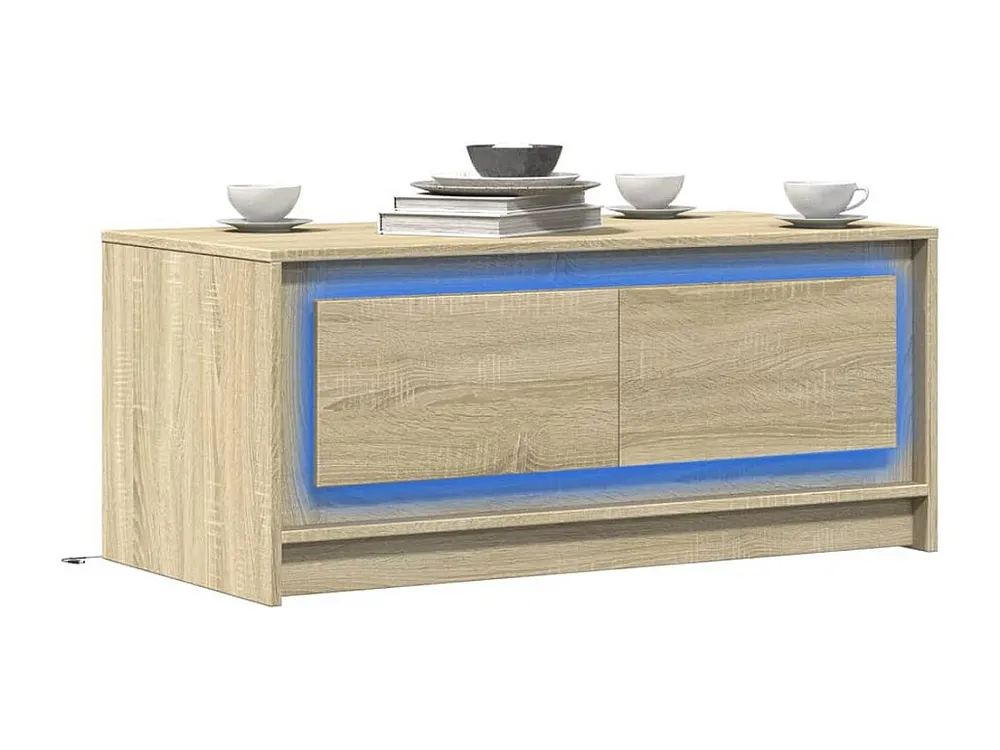Mesa de centro com luzes LED derivados madeira carvalho sonoma