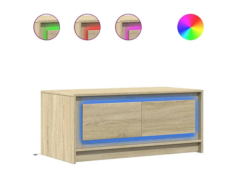 Mesa de centro com luzes LED derivados madeira carvalho sonoma