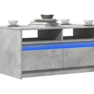 Mesa de centro com luzes LED derivados madeira cinzento cimento