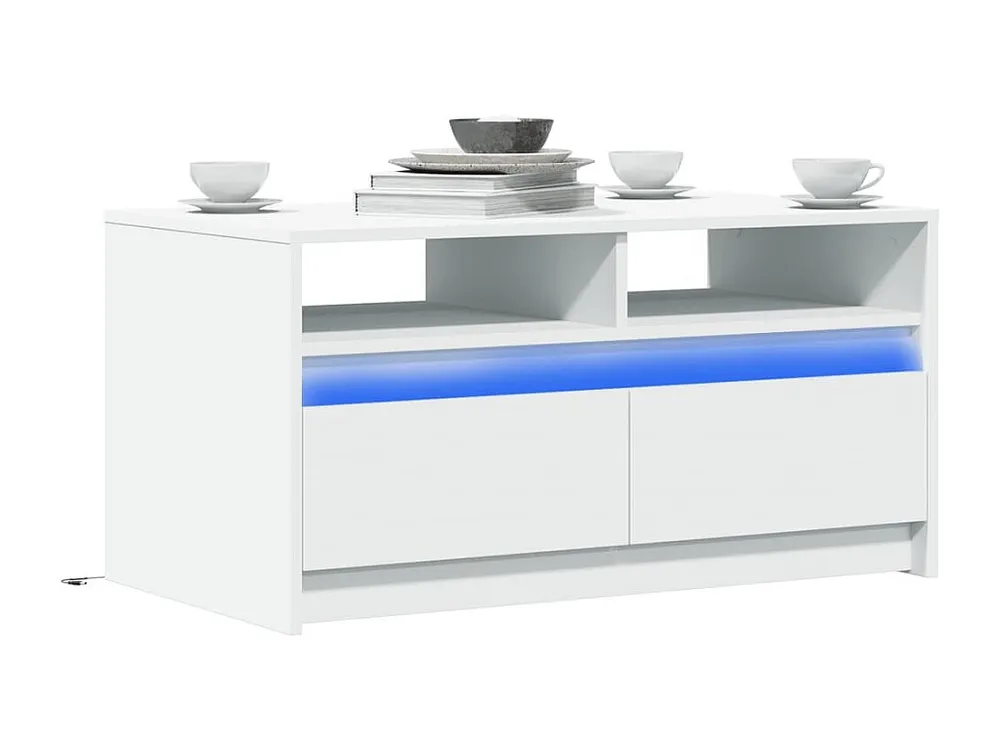 Mesa de centro com luzes LED derivados de madeira branco