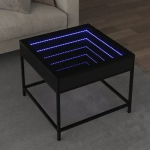 Mesa de centro com luzes LED Infinity 50x50x41 cm preto
