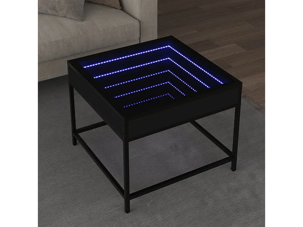 Mesa de centro com luzes LED Infinity 50x50x41 cm preto