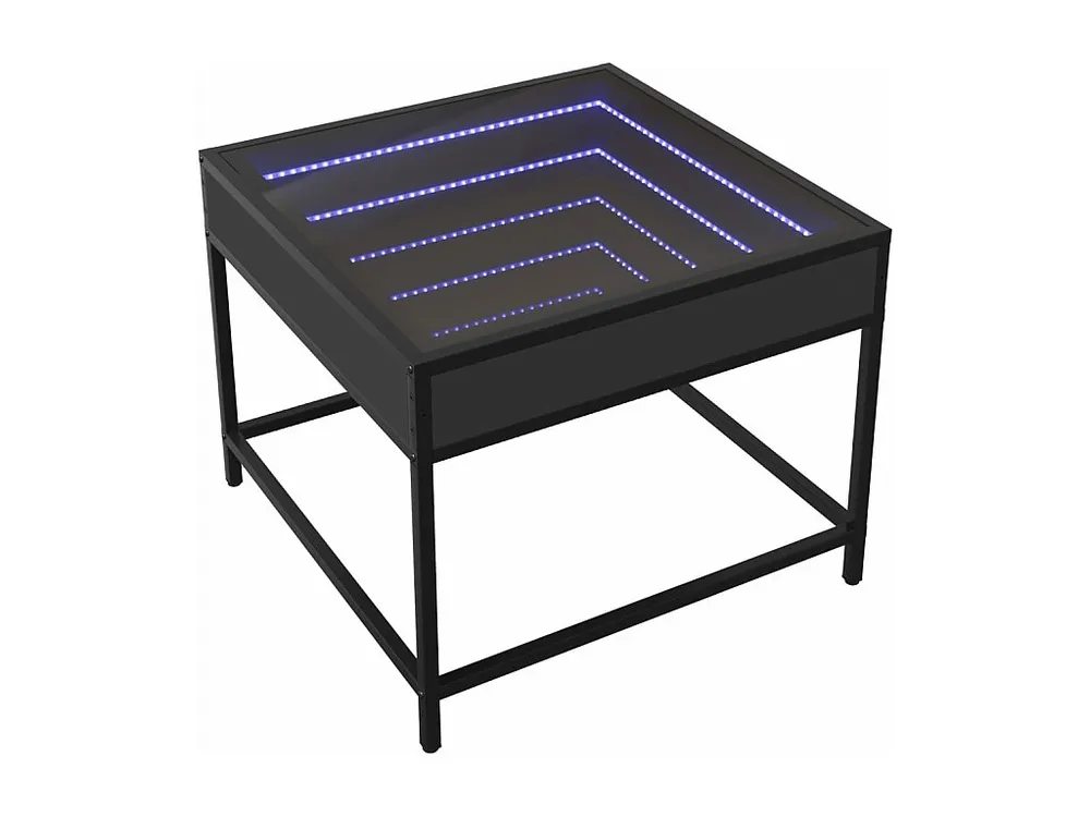 Mesa de centro com luzes LED Infinity 50x50x41 cm preto