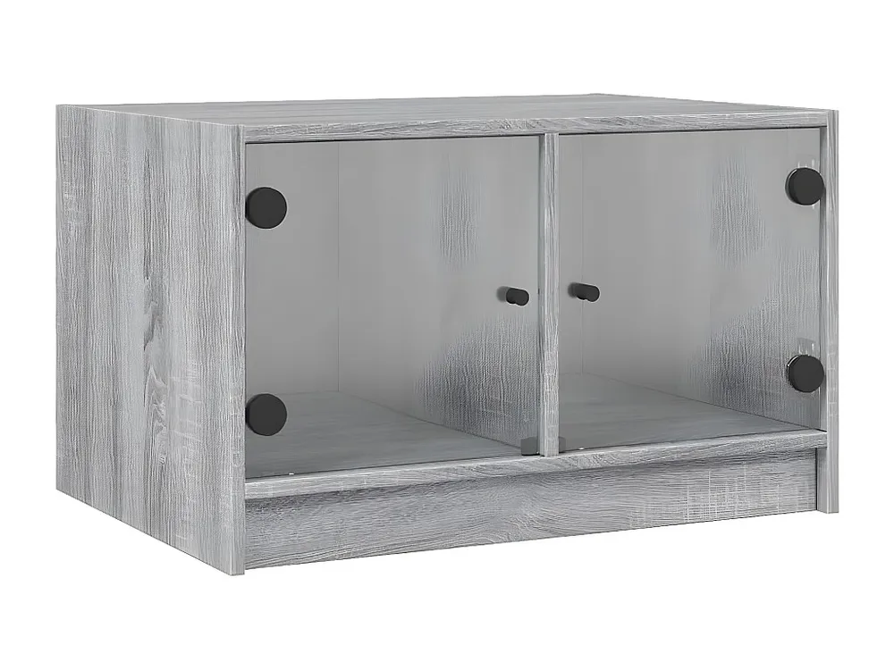 Mesa de centro com portas de vidro 68x50x42 cm cinza sonoma