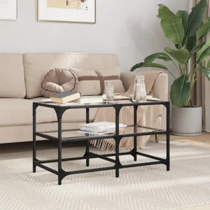 Mesa de centro com topo em vidro transparente 78,5x40x45 cm ço