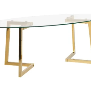 Mesa de centro dourada com tampo de vidro FRESNO