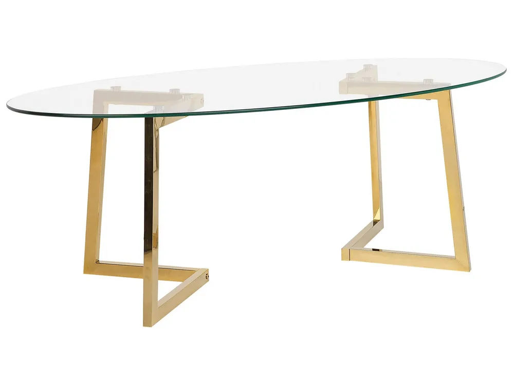 Mesa de centro dourada com tampo de vidro FRESNO