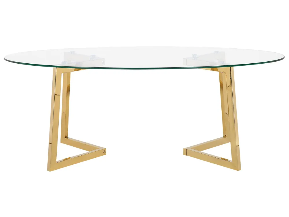 Mesa de centro dourada com tampo de vidro FRESNO